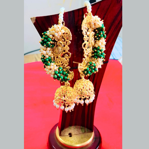 GREEN LARIYA JHUMKA EARCUFFS