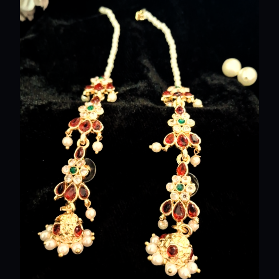 RED JHUMKA EARCUFFS