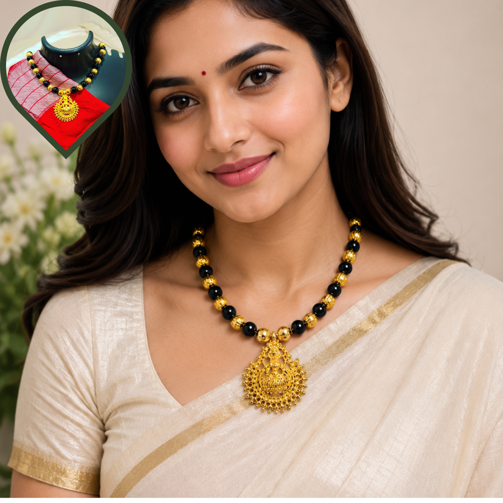 GOLD BLACK MOTI NECKLACES