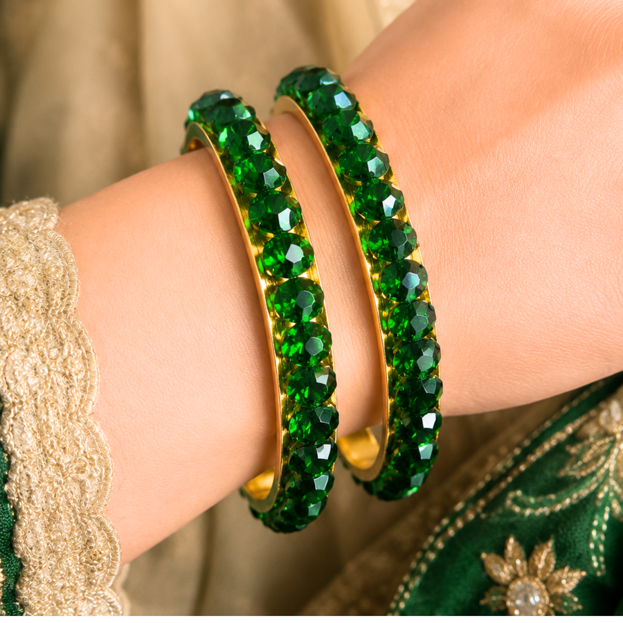 GREEN CRISTAL BANGLES