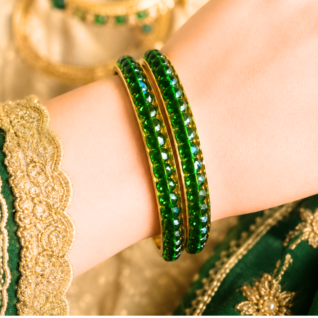 GREEN CRISTAL BANGLES